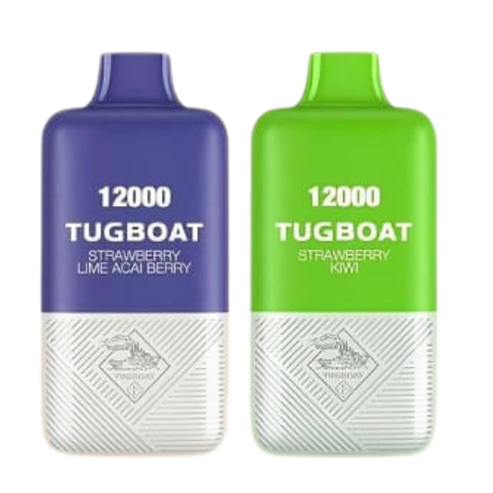 Tugboat 12000 Disposable Vape Device with sleek, compact design and bold Tugboat branding. High-capacity vape offering 12000 puffs, shown with vibrant color finish