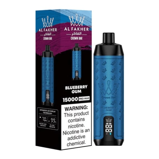 Al Fakher Crown Bar Pro Max 15000 Puffs Disposable Vape with a sleek, modern design and bold branding. High-capacity device delivering smooth flavors and extended vaping experience.