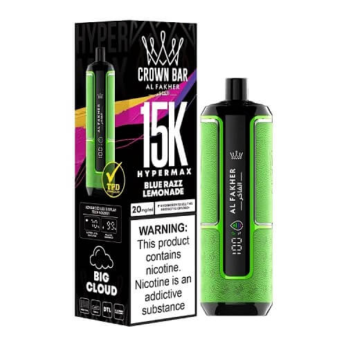 Al Fakher Crown Bar 15000 Hypermax Disposable Device , Blue Razz Lemonade