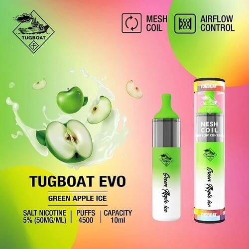 Tugboat EVO 4500 Disposable Vape Device , Green Apple Ice