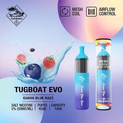 Tugboat EVO 4500 Disposable Vape Device , Guava Blue Razz