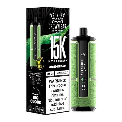 Al Fakher Crown Bar 15000 Hypermax Disposable Device , Lucid Green