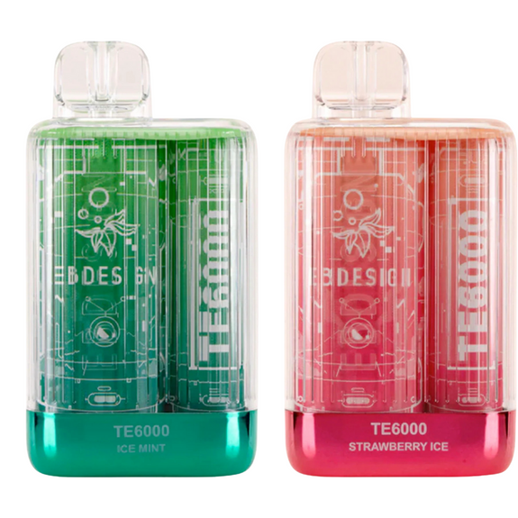 Elf Bar TE6000 Disposable Vape device with sleek, compact design and vibrant color finish. Provides up to 6000 puffs with smooth flavor delivery and modern styling.